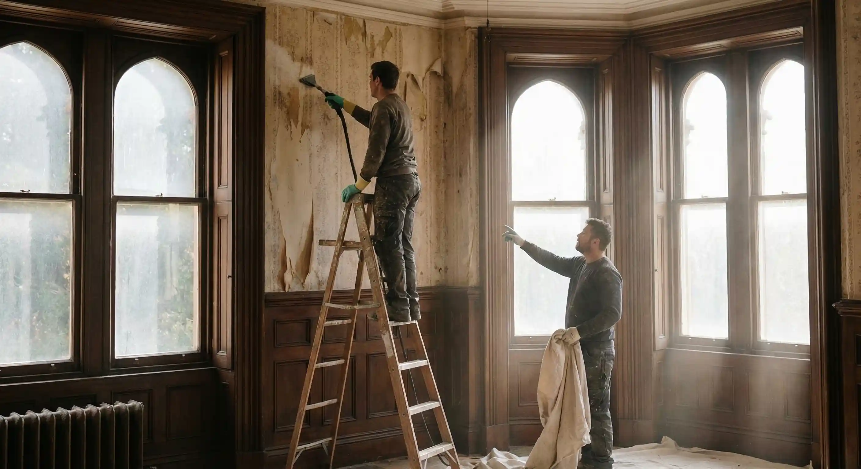 Historic home wallpaper restoration in Portland area
